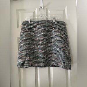 NWT Loft Tweed Multicolored Rainbow A Line Skirt with Silver Threads pockets 14